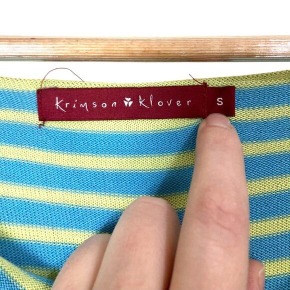 Krimson Klover Cowl Neck Stripe Patchwork Chevron A-Line Sweater Dress Small - Picture 2 of 7